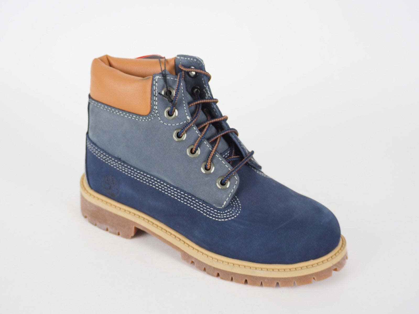 Boys Timberland 6 In Premium A119B Blue Leather Nubuck Casual Kids Chukka Boots