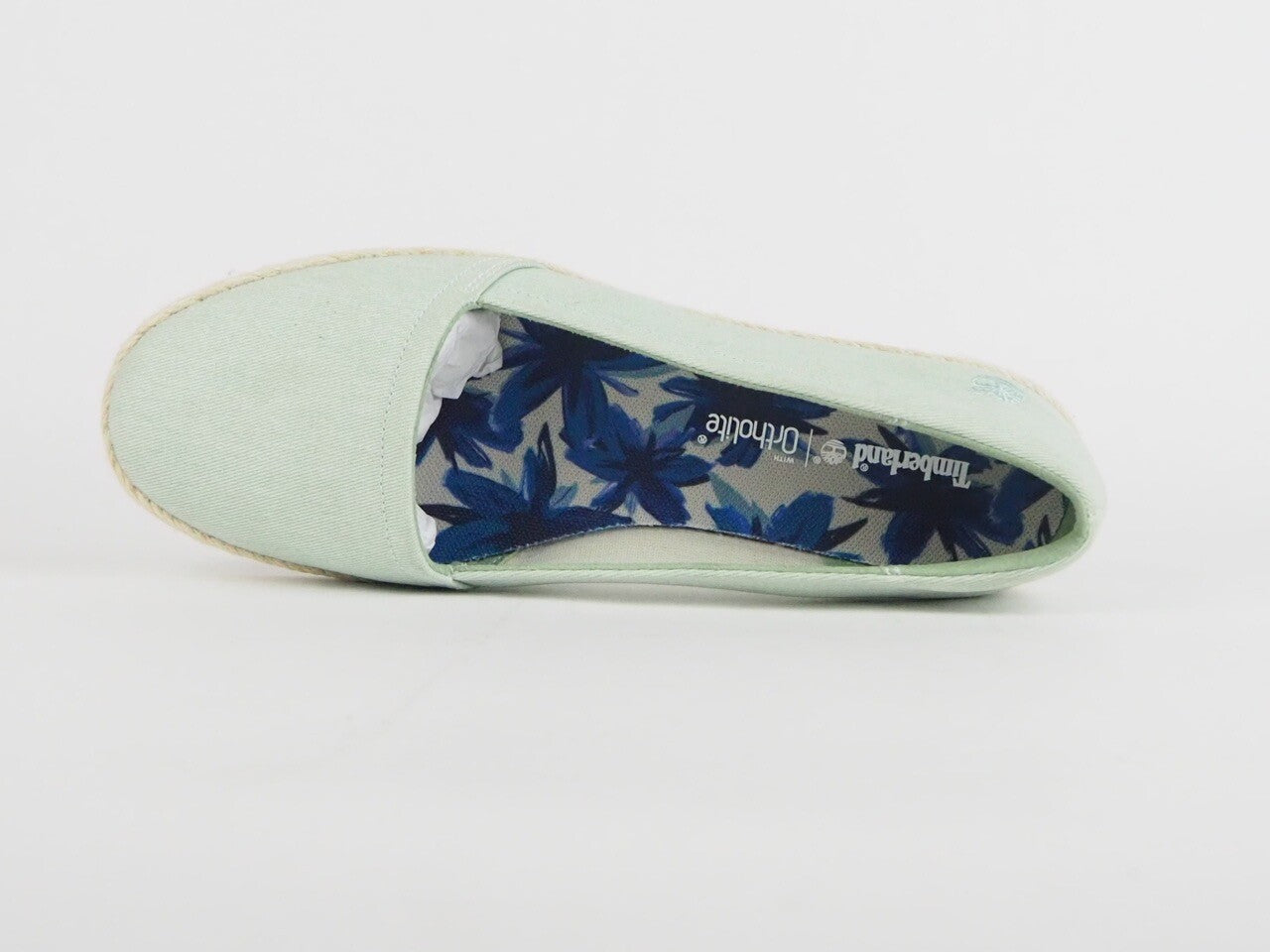 Womens Timberland Casco Bay Canvas A1AFE Mint Green Textile Slip On Canvas Shoes