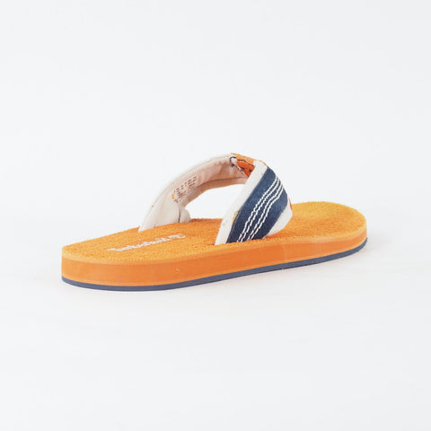 Mens Timberland Dunes Flip-Flop A13ZL Orange Navy Leather Thong Flip Flop
