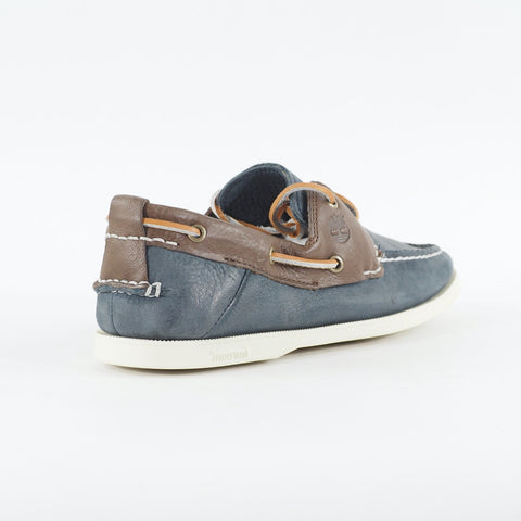 Mens Timberland Classic 6365A Navy Brown Leather Lace Up Casual Boat Shoes