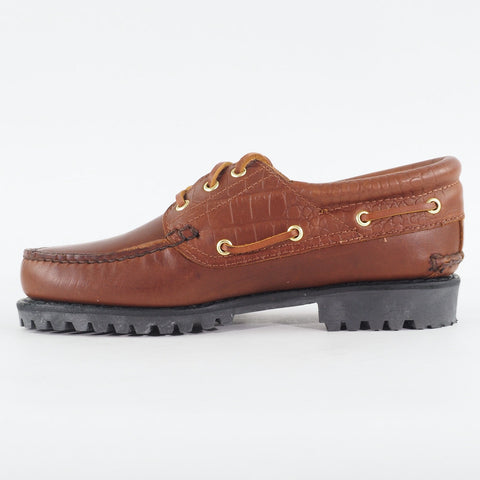 Mens Timberland Authentic Handsewn A68QY Brown Leather Lace Up Casual Boat Shoes