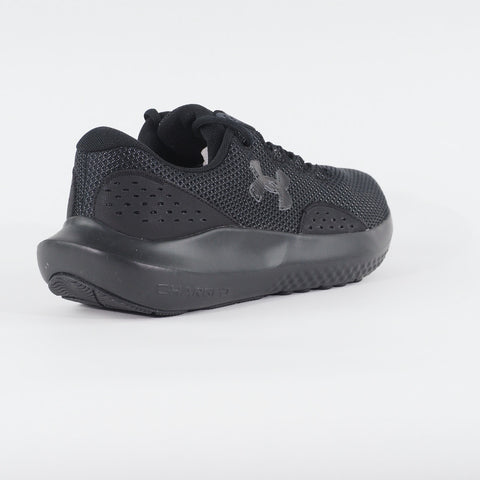 Mens Under Armour Charged Surge 4 Black Mesh Running Lace Up Sports Trainers