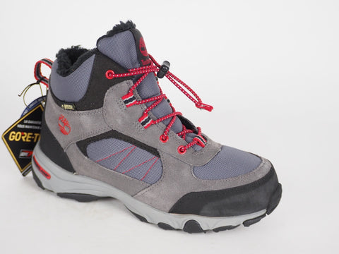 Boys Girls Timberland Osslpee Bungee A1800 Grey Leather Gore Tex Cotton In Boots