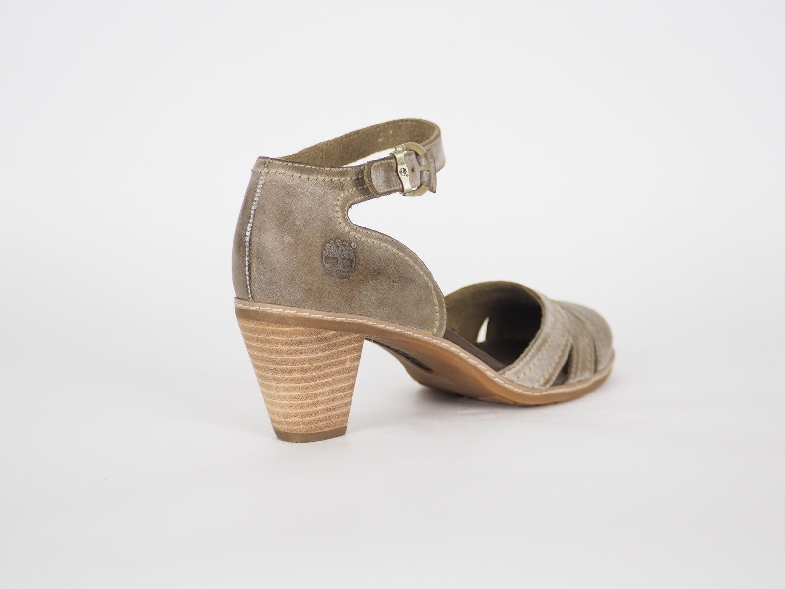 Womens Timberland EK Mntcl Closed Toe 3455R Olive Leather Heels Casual Shoes