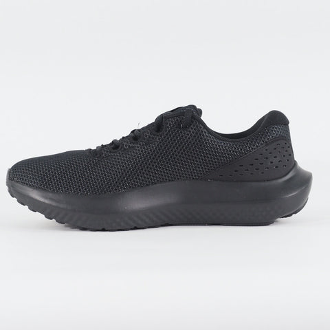 Mens Under Armour Charged Surge 4 Black Mesh Running Lace Up Sports Trainers
