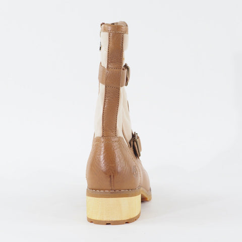 Womens Timberland EK Apley 8 Inch 3839R Brown Leather Canvas Zip Up Boots