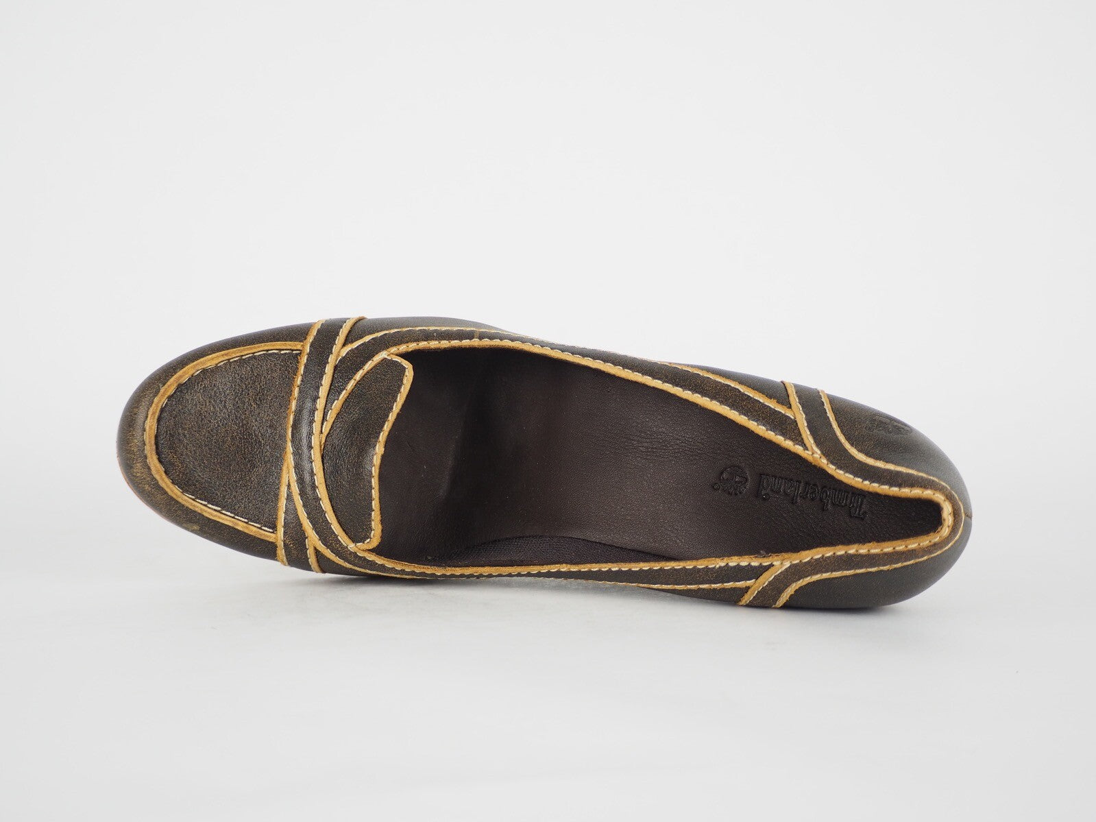 Womens Timberland Carisa Skv 61690 Brown Leather Slip On Wedge Shoes