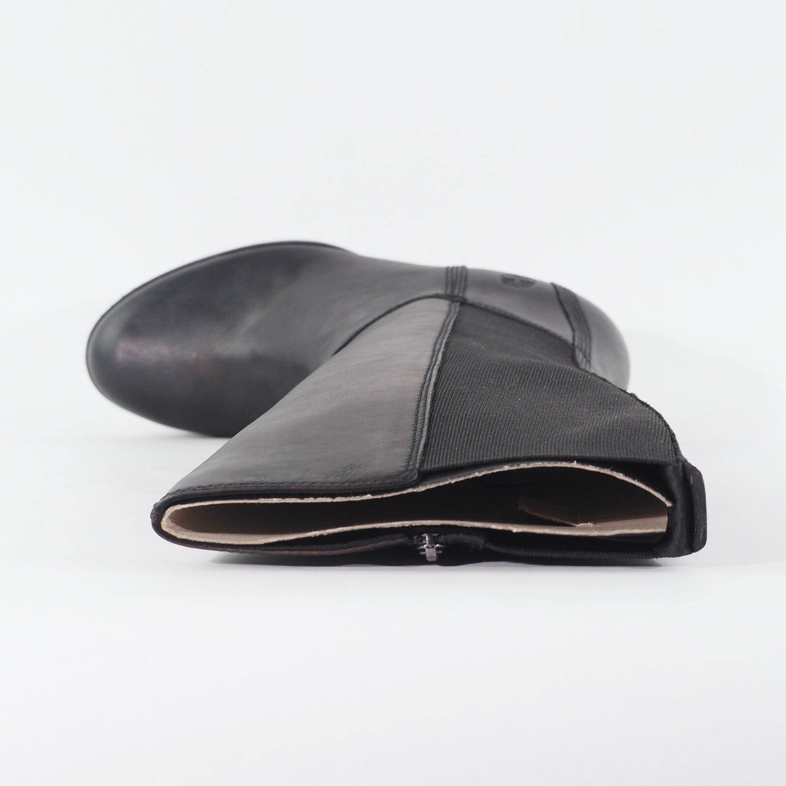 Womens Timberland Knee High A1RAW Black Leather Zip Up Casual Heeled Boots