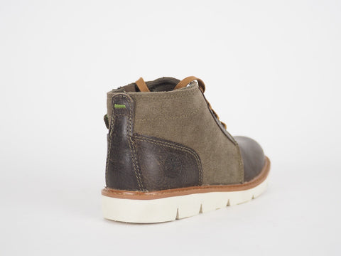 Boys Timberland Prescott Park A1IV2 Brown Leather Suede Laced Zip Up Boots
