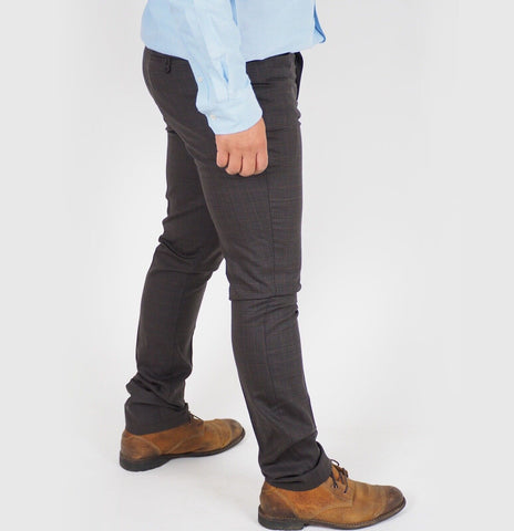 Mens The Original Ben Sherman MB5111R Dark Chocolate Checked Skinny Leg Trousers