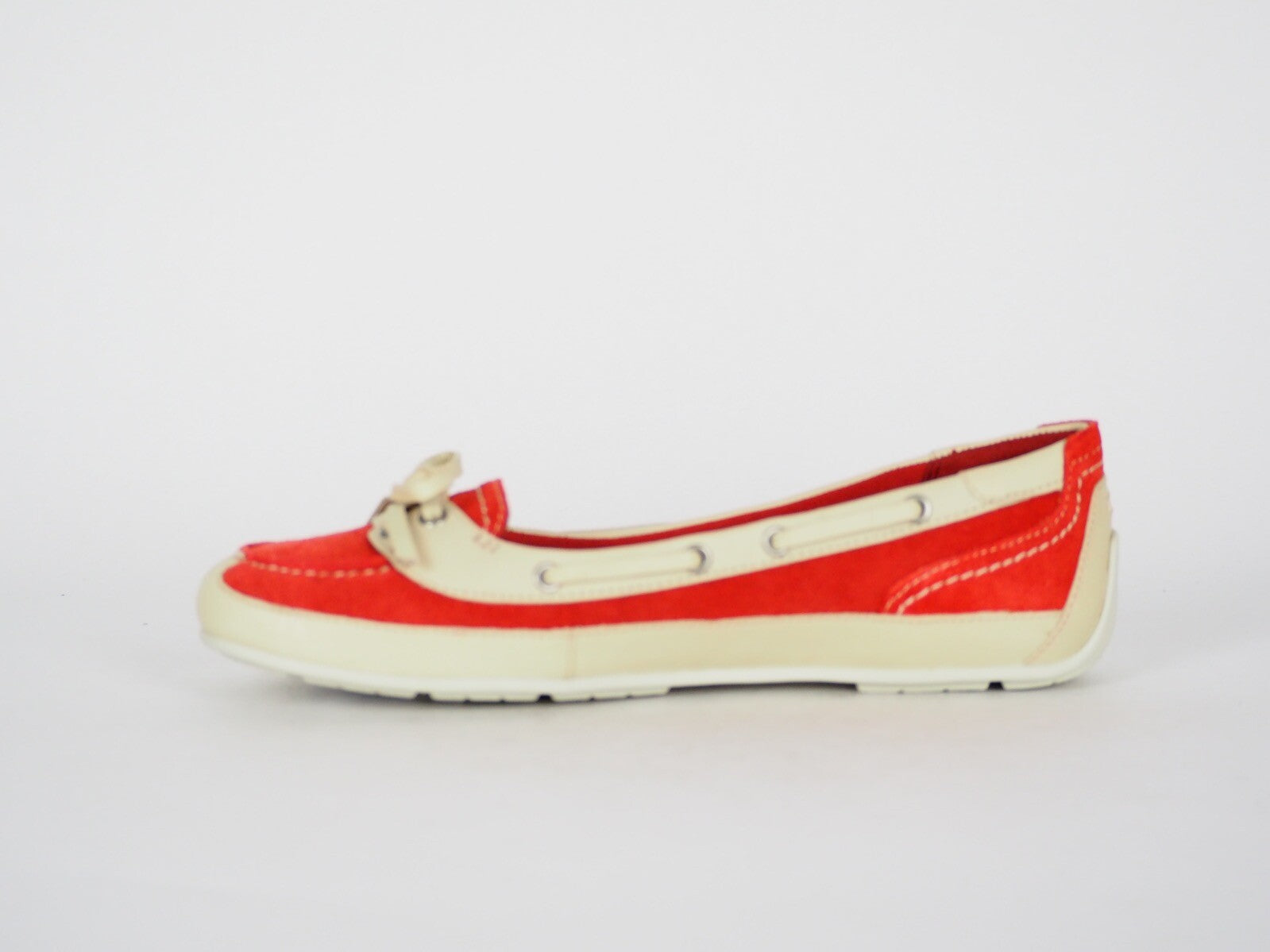 Womens Timberland EK Boothbay 3912R Red Suede Leather Slip On Boat Shoes