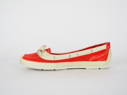 Womens Timberland EK Boothbay 3912R Red Suede Leather Slip On Boat Shoes