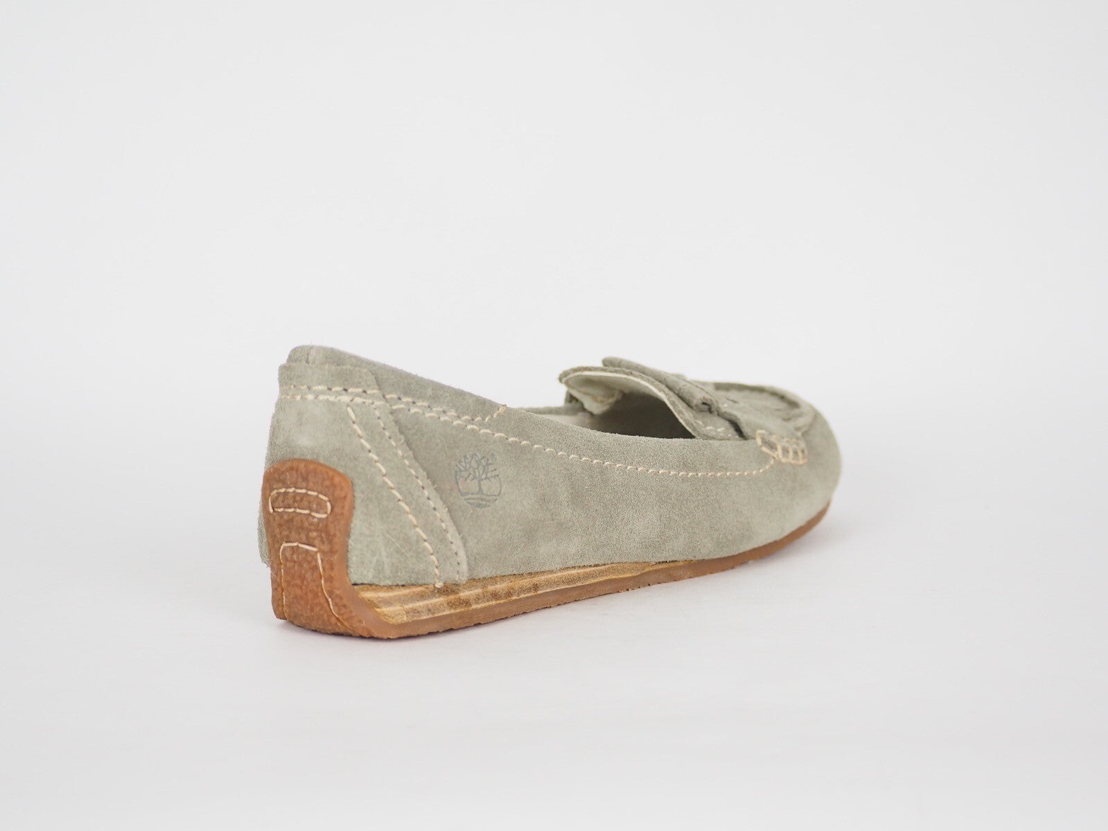 Womens Timberland Casca Kiltie 3922R Taupe Leather Casual Flats Moccasins Shoes