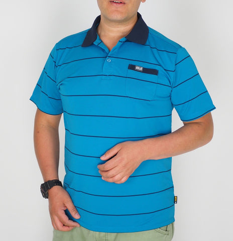 Mens Jack Wolfskin CAS 5008491 Dark Turqoise Casual Short Sleeve Polo Shirt