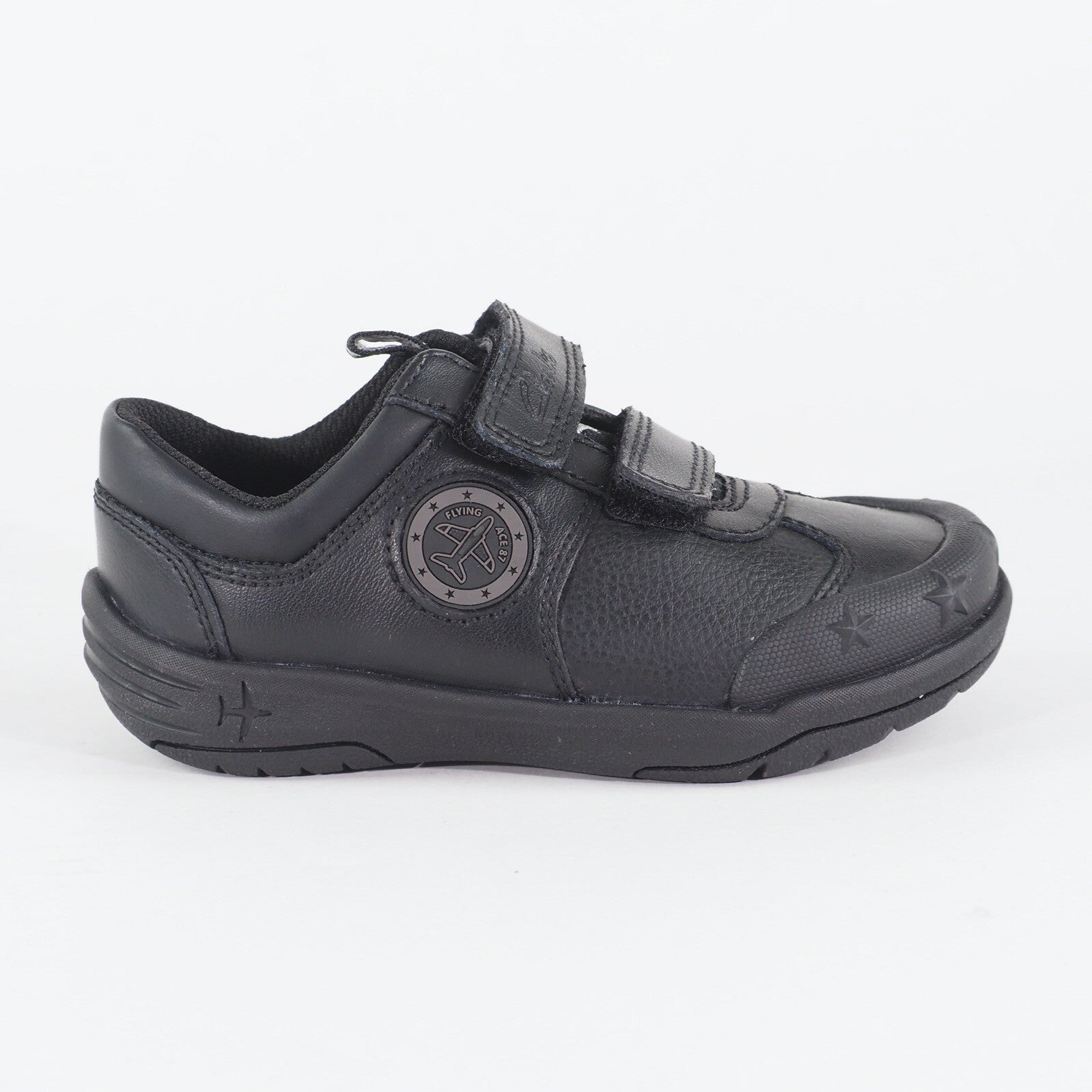 Boys Clarks Jetsky Fun Black Leather Double Strap School Walking Infant Shoes