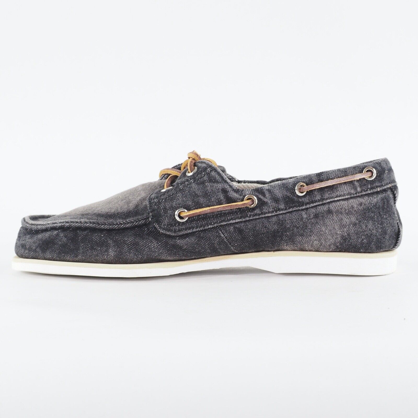 Mens Timberland Classic 6751B Grey Denim Lace Up Casual Boat Shoes