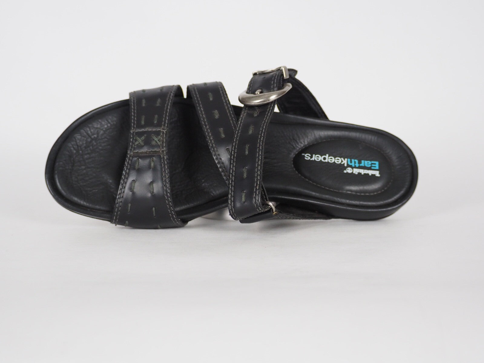Womens Timberland Pleasant Bay 25636 Black Leather Slippers Summer Flip Flops