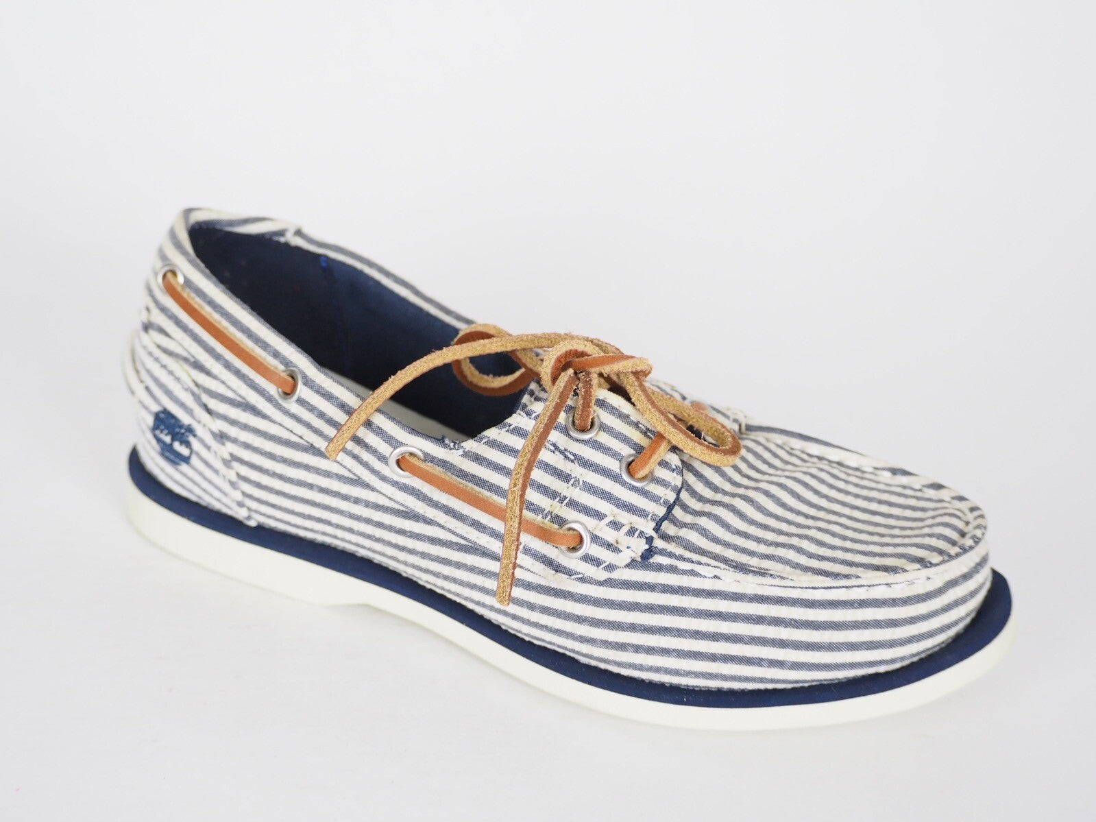 Womens Timberland Classic 2 Eye 8910A Navy Stripe Canvas Boat Shoes UK 3.5