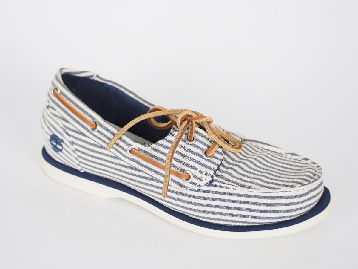 Womens Timberland Classic 2 Eye 8910A Navy Stripe Canvas Boat Shoes UK 3.5