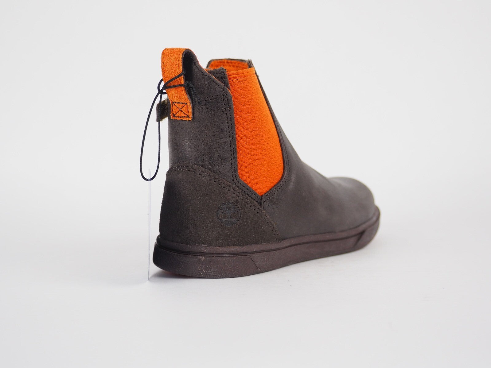 Timberland Groveton A19SV Dark Brown Leather Casual Kids Chelsea Pull On Boots