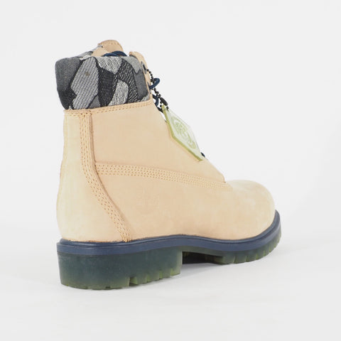 Mens Timberland 6 Inch Premium A1GEB Beige Leather Lace Up Casual Walking Boots