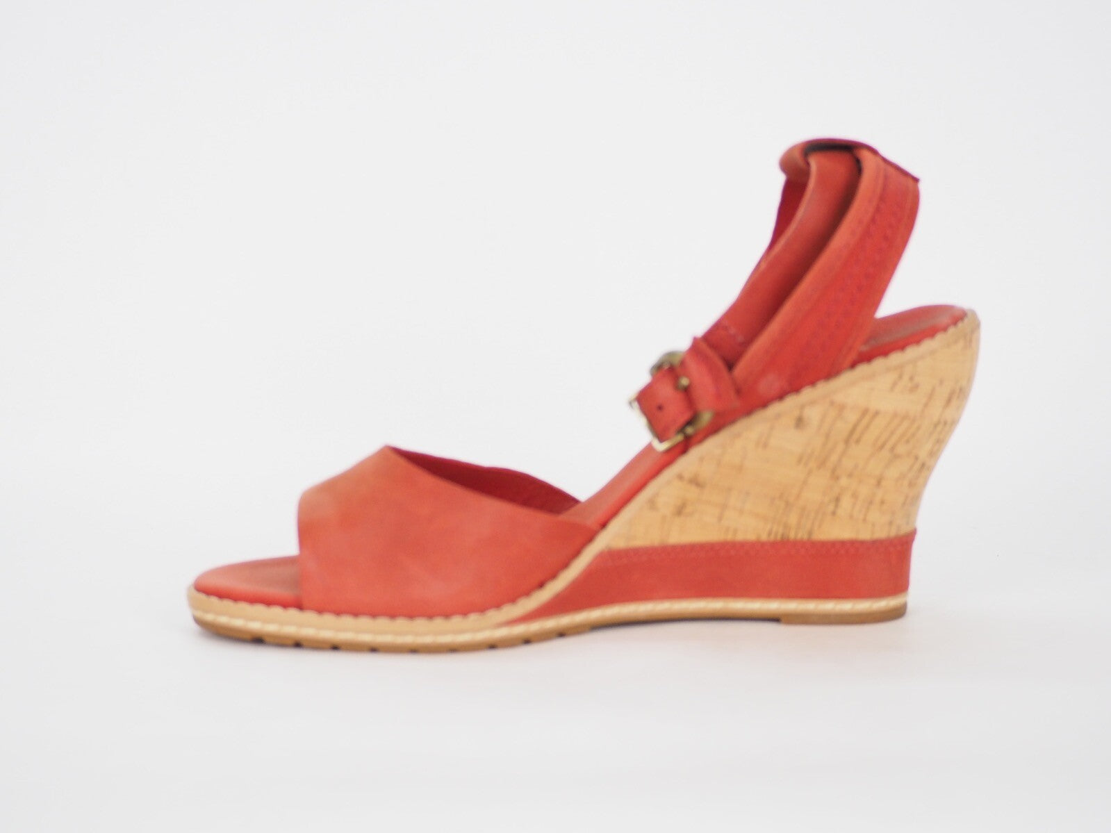 Womens Timberland Maeslin 8042R Red Leather Ankle Strap Platform Sandals UK 5