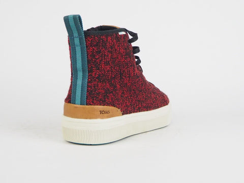 Womens Toms Travel Lite High Red Melange Knit Black Textile Chukka Boots Uk 7