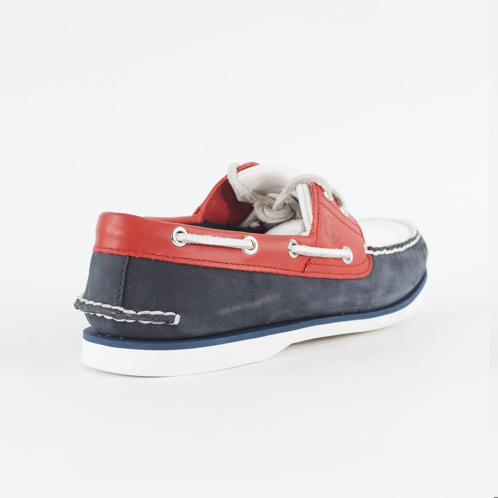 Mens Timberland Classic 2 Eye A1549 Navy / Red Leather Lace Up Casual Boat Shoes