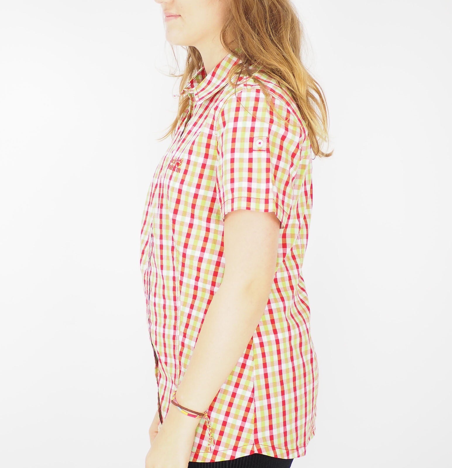 Womens Jack Wolfskin River 1400991 Red Fire Checks Biutton Up Casual Shirt