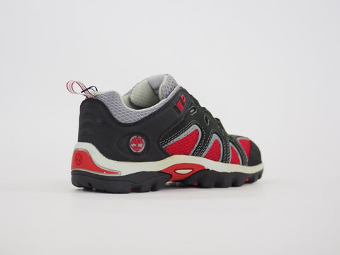 Boys Timberland Hypertrail 58711 Red Black Leather Lace Up Low Hiking Shoes