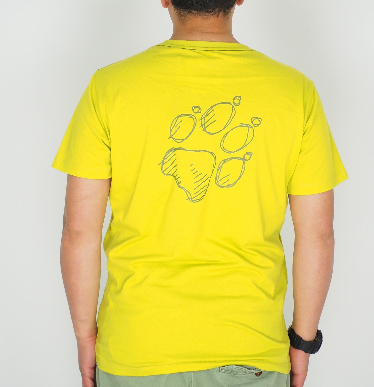Mens Jack Wolfskin Paw Print Tee 1805141 Wild Lime Casual Short Sleeve T Shirt
