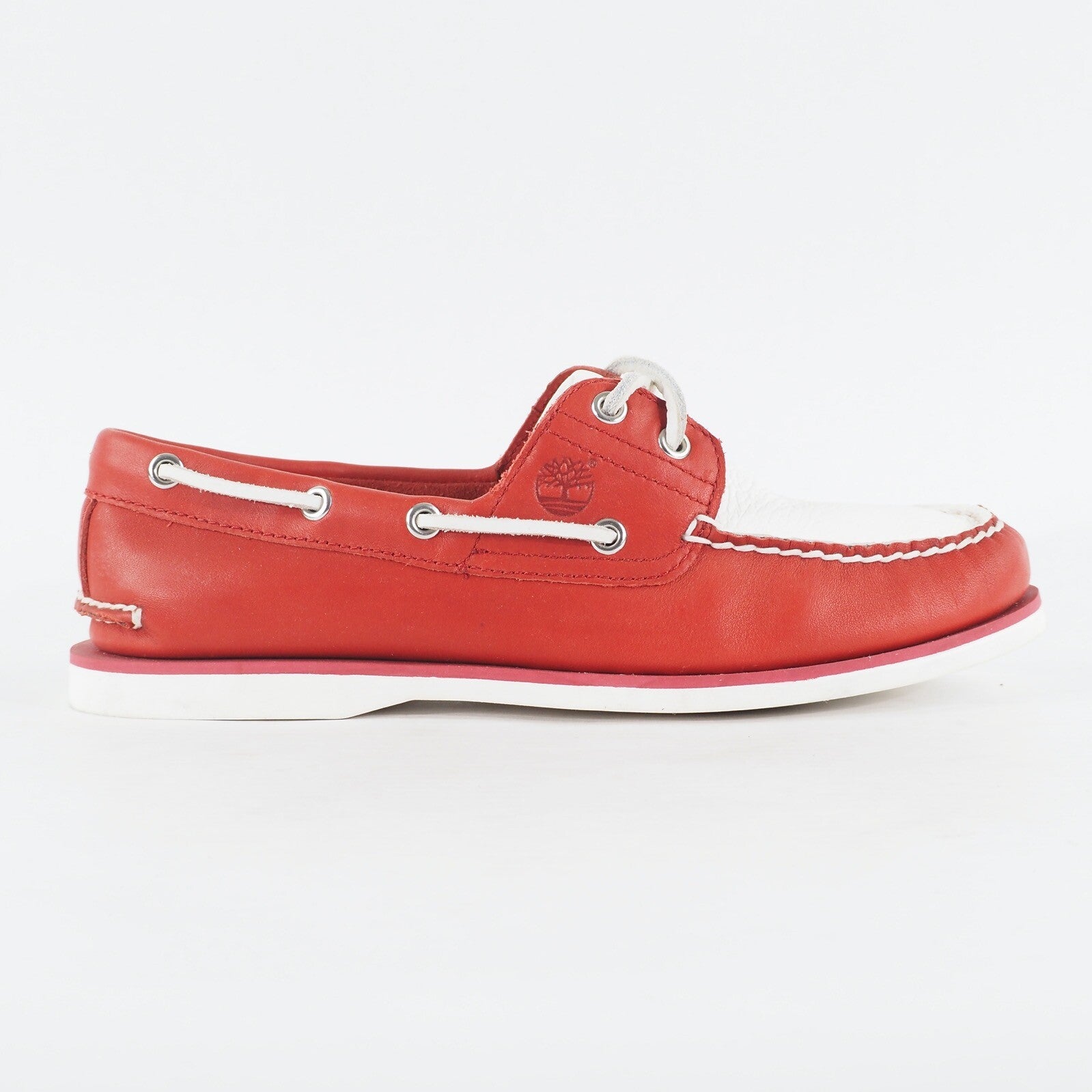 Mens Timberland Limited Edition A153X White / Red Leather Lace Casual Boat Shoes