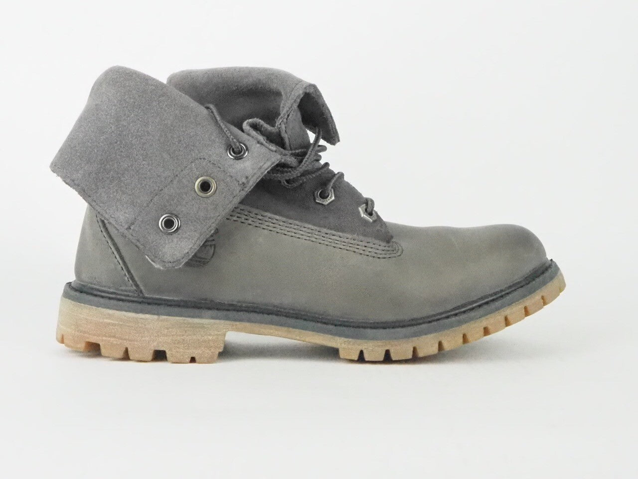 Womens Timberland Roll Top 8308A Grey Leather Lace Up Boots