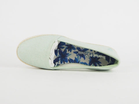 Womens Timberland Casco Bay A1AFE Mint Green Fabric Slip On Casual Canvas Shoes