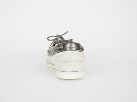 Womens Timberland Classic 2 Eye A1C2S White Pewter Suede Boat Shoes