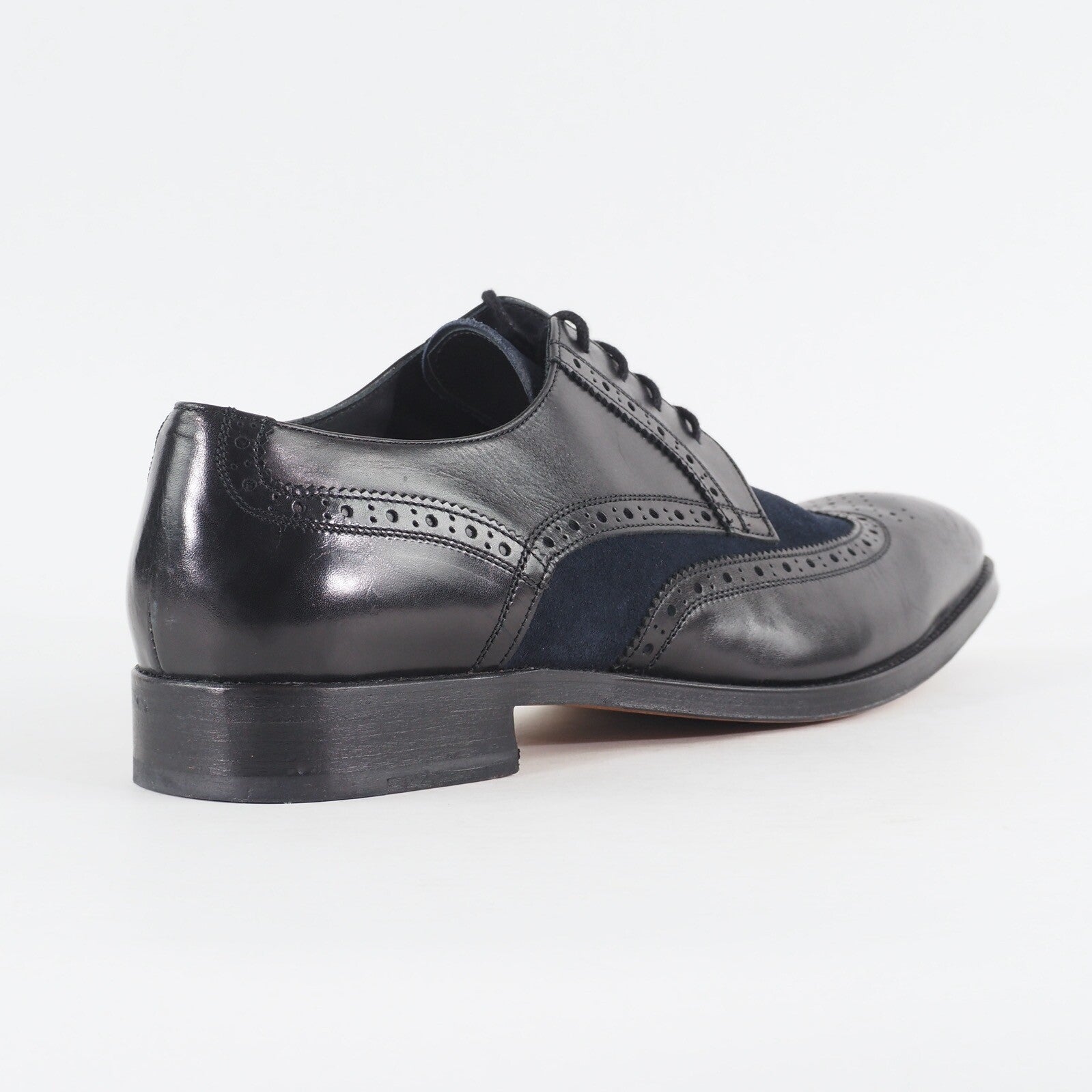 Mens John White Boswell Black Navy Leather Lace Up Oxford Formal Shoes