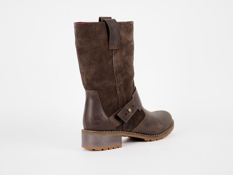 Womens Timberland Wenham A161R Dark Brown Leather Pull On Casual Winter Boots