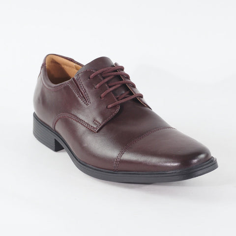 Mens Clarks Tilden Cap 15770 Dark Wine Leather Lace Up Low Formal Shoes