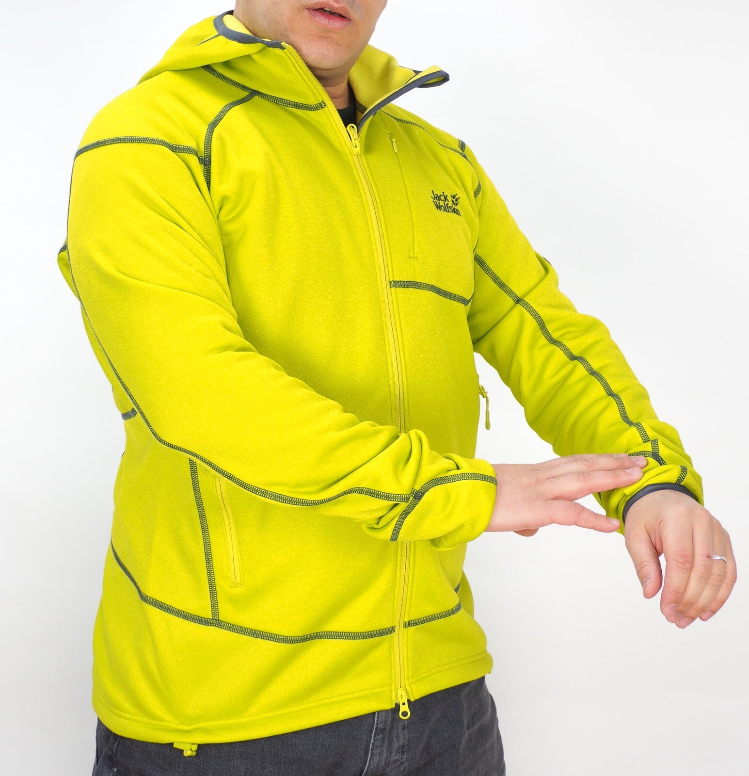 Mens Jack Wolfskin Prime Dynamic Nanuk 1703281 Wild Lime Hooded Sweatshirt