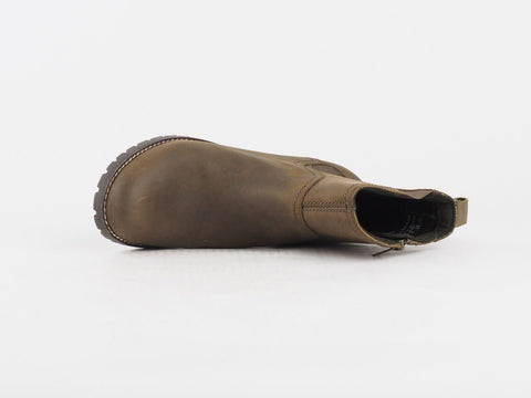 Womens EK Bethel 3351R Dark Tan Leather Casual Winter Shoes Zip Up Chelsea Boots