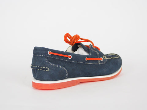 Womens Timberland Classic Unlined 8856R Blue Leather Lace Up Casual Boat Shoes