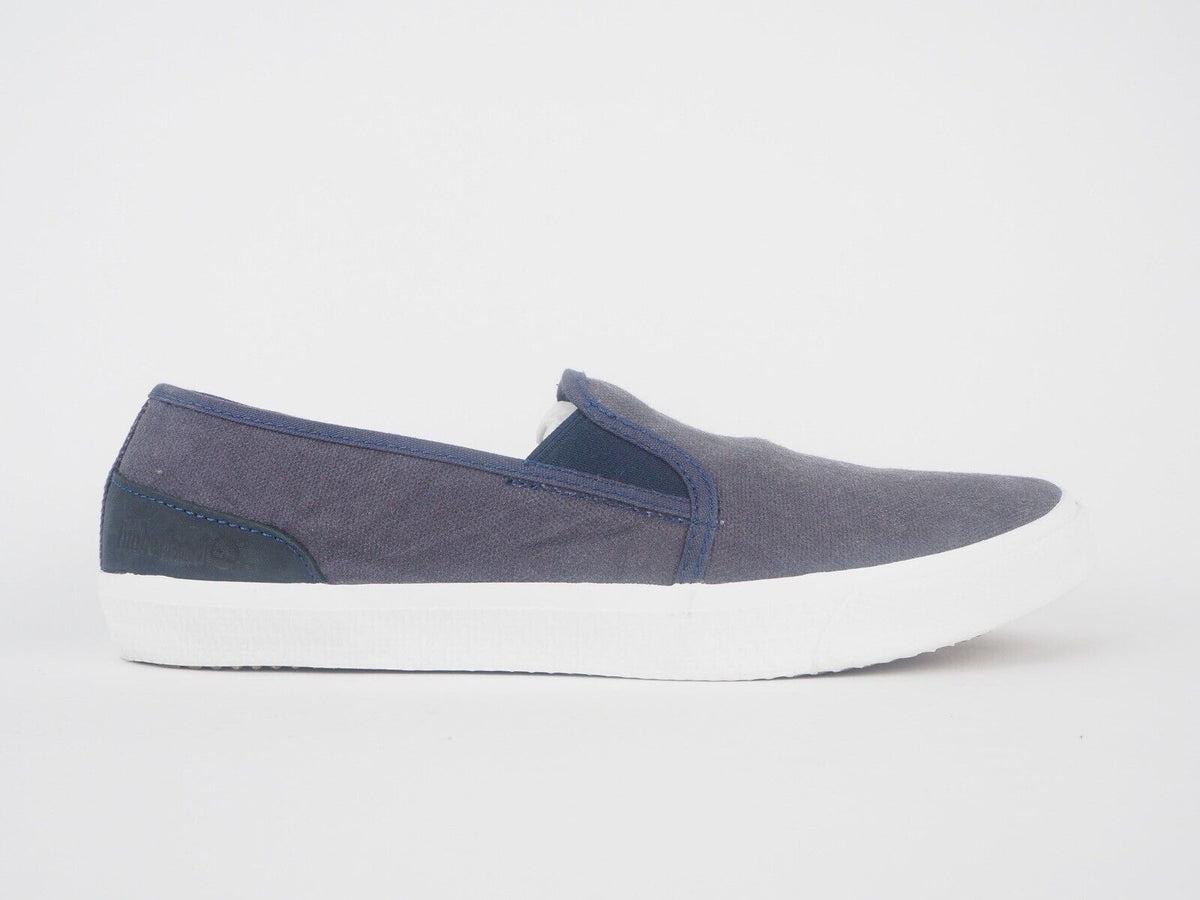 Mens Timberland EK Hookset Camp A1217 Navy Leather Canvas Slip On Trainers