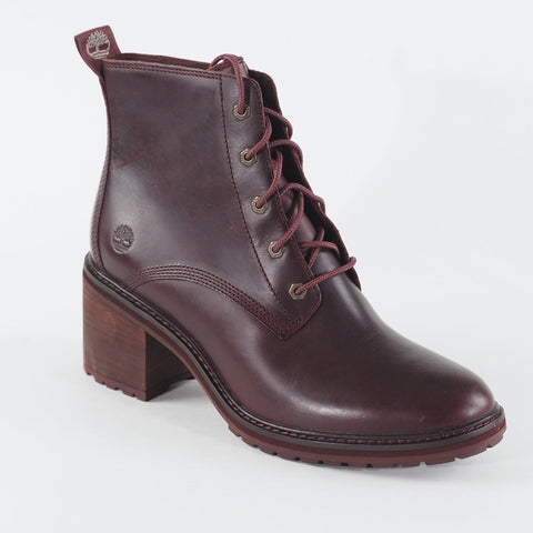 Womens Timberland Sienna High A23M6 Burgundy Leather Lace Up Walking Ankle Boots
