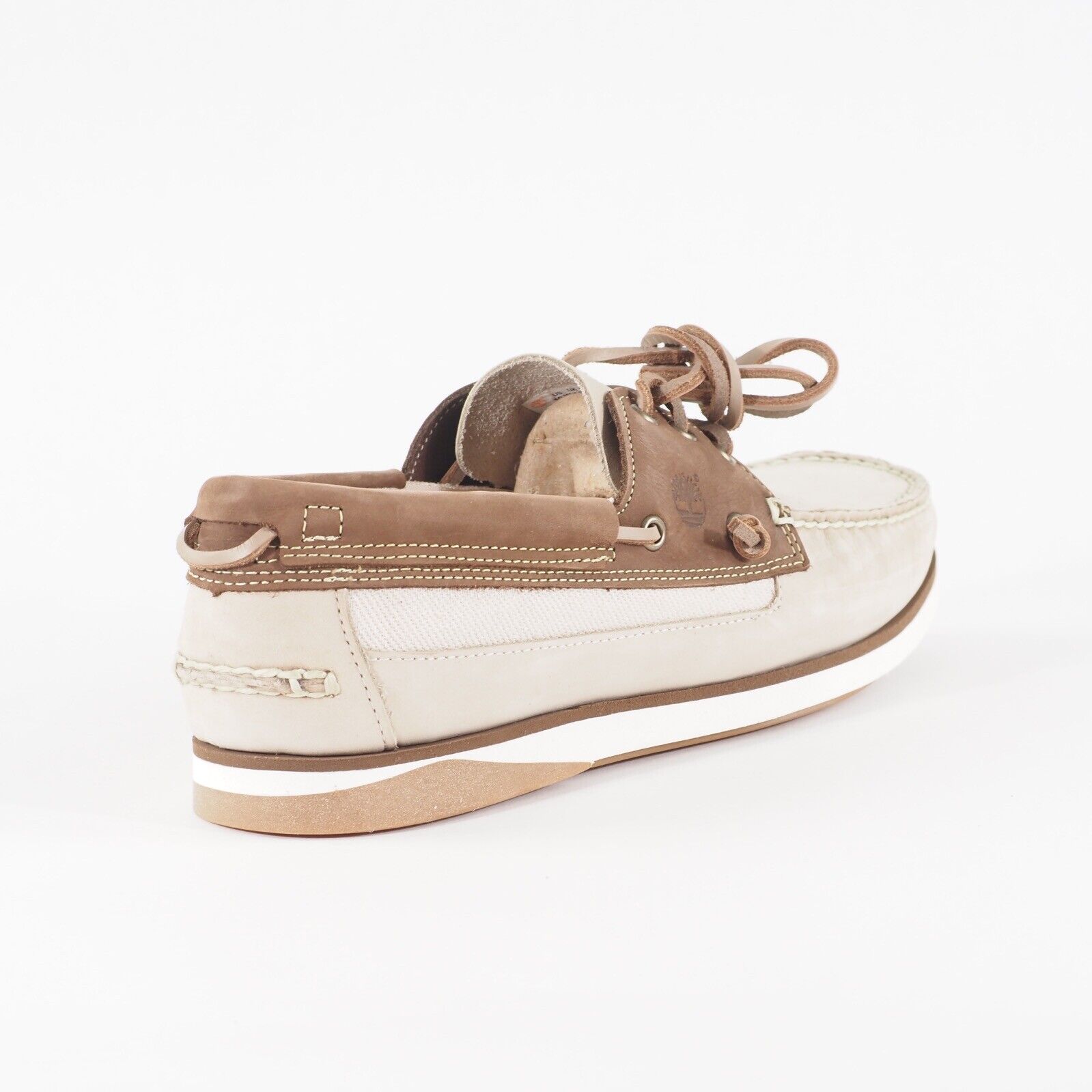 Mens Timberland Atlantis Boat Nubuck A2QGX Beige Leather Lace Walking Shoes