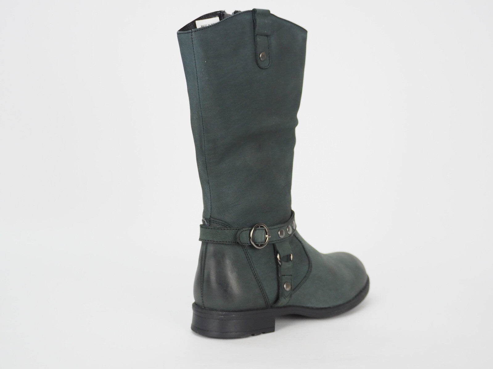 Girls Hush Puppies Annie HKY8195 Black Leather Tall Winter Side Zip Kids Boots
