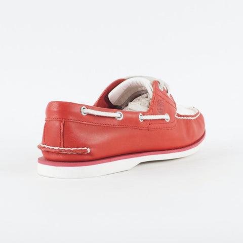 Mens Timberland Limited Edition A153X White / Red Leather Lace Casual Boat Shoes