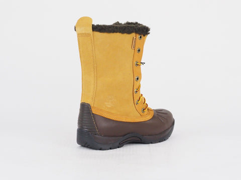 Boys Timberland Mallard 33985 Brown Wheat Leather Waterproof Lace Up Snow Boots