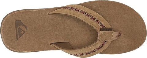 Mens Quiksilver Carver Leather Summer Outdoor Brown Flip Flop 