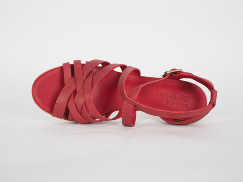 Womens Timberland EK 27690 Red Leather High Heel Summer Casual Strappy Sandals