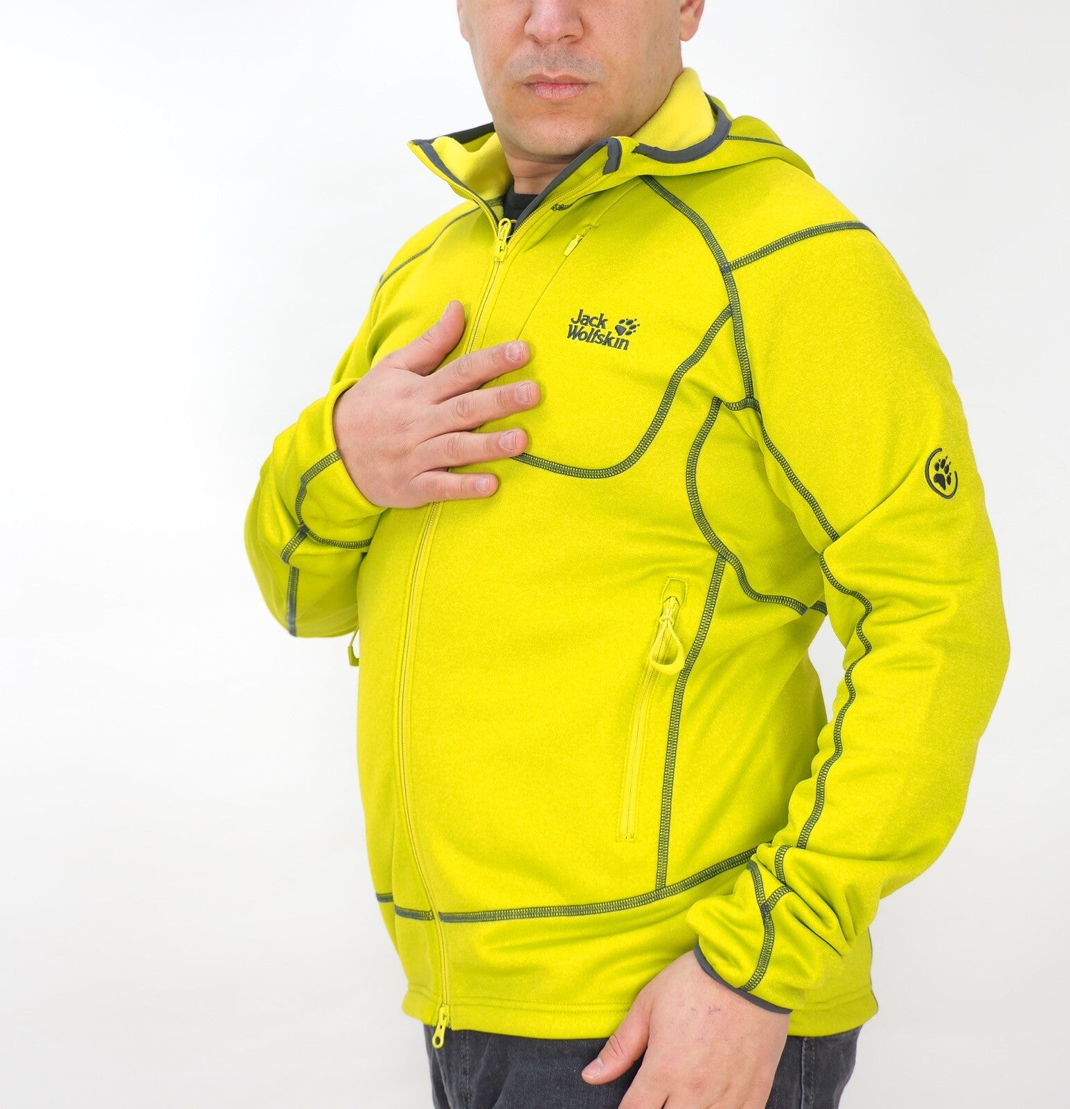 Mens Jack Wolfskin Prime Dynamic Nanuk 1703281 Wild Lime Hooded Sweatshirt